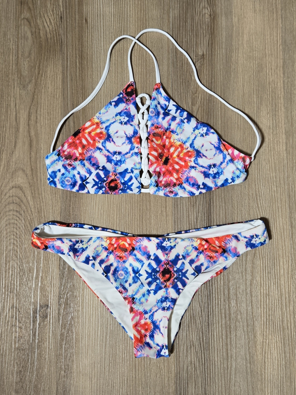 Bright Tie-Dye Bikini Set - Blue & Red